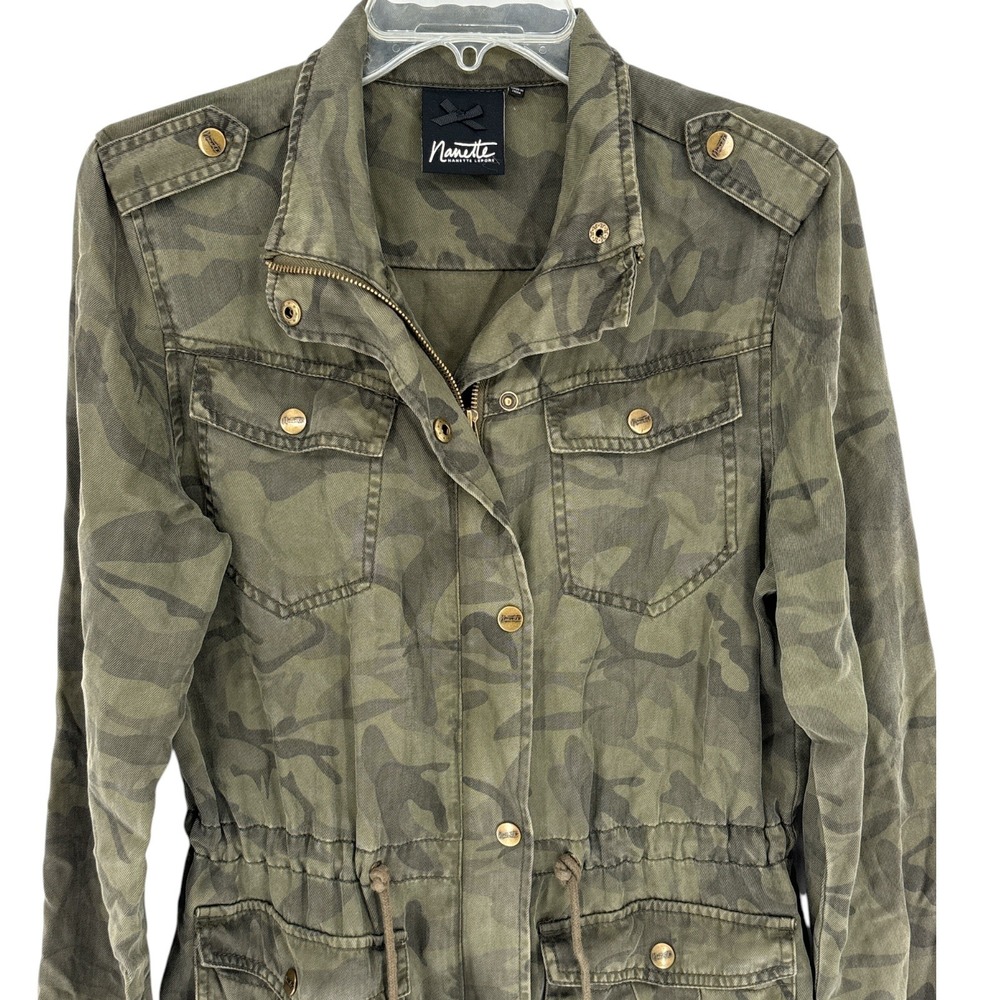 Nanette Lepore Camo Utility Jacket Tencel Military Style Lightweight Women Small